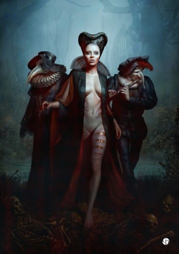 I love the mystery of this photo. It's called "Discovered" by David Dallilet. This reminds me of the Black Plague suits doctors would wear.